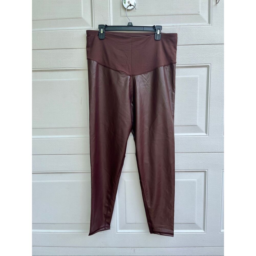 Gap Maternity Faux Leather Leggings Brown High Rise Pull On Pants Large